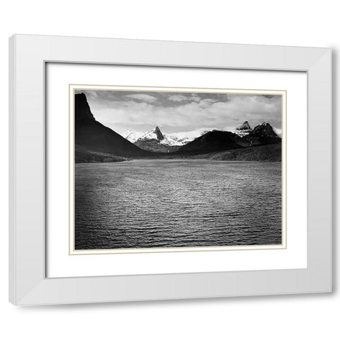 St. Marys Lake, Glacier National Park, Montana - National Parks and Monuments, 1941 White Modern Wood Framed Art Print with Double Matting by Adams, Ansel