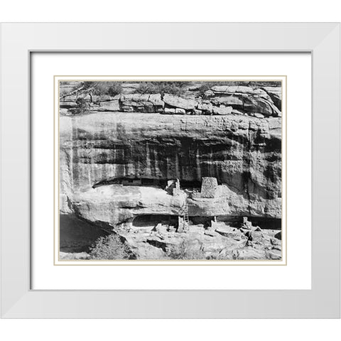 Cliff dwellings, Mesa Verde National Park, Colorado, 1941 White Modern Wood Framed Art Print with Double Matting by Adams, Ansel