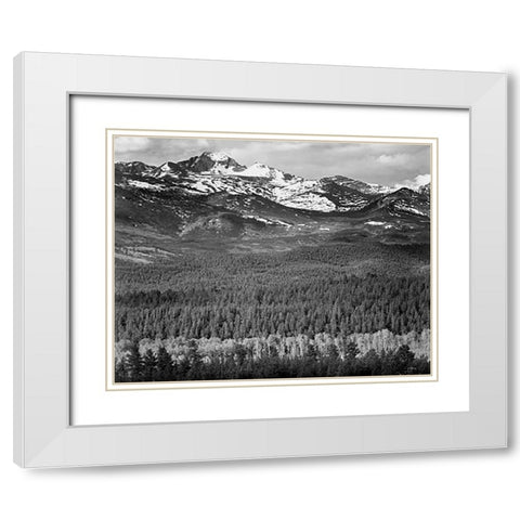 Longs Peak from Road, Rocky Mountain National Park, Colorado, 1941 White Modern Wood Framed Art Print with Double Matting by Adams, Ansel