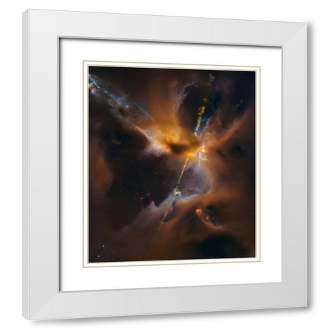 Herbig - Haro Jet HH 24 White Modern Wood Framed Art Print with Double Matting by NASA