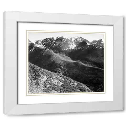 Hills and mountains, in Rocky Mountain National Park, Colorado, ca. 1941-1942 White Modern Wood Framed Art Print with Double Matting by Adams, Ansel