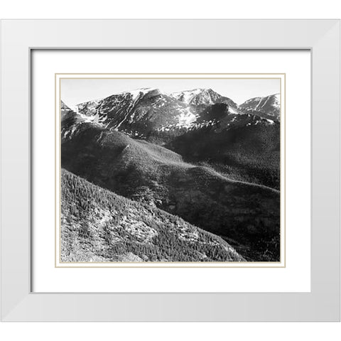 Hills and mountains, in Rocky Mountain National Park, Colorado, ca. 1941-1942 White Modern Wood Framed Art Print with Double Matting by Adams, Ansel
