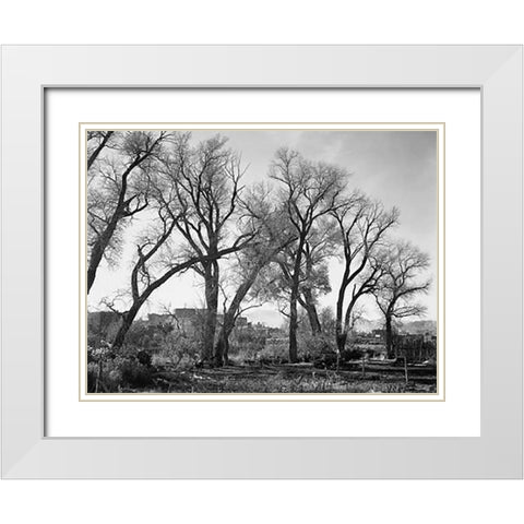At Taos Pueblo National Historic Landmark, New Mexico, ca. 1941-1942 White Modern Wood Framed Art Print with Double Matting by Adams, Ansel