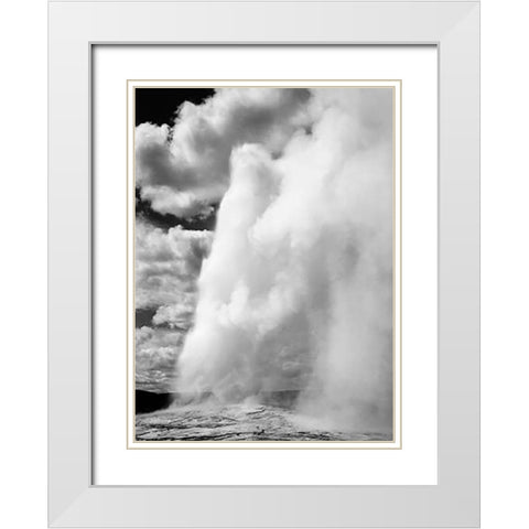 Old Faithful, Yellowstone National Park, Wyoming, ca. 1941-1942 White Modern Wood Framed Art Print with Double Matting by Adams, Ansel