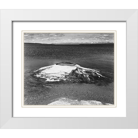The Fishing Cone - Yellowstone Lake, Yellowstone National Park, Wyoming, ca. 1941-1942 White Modern Wood Framed Art Print with Double Matting by Adams, Ansel