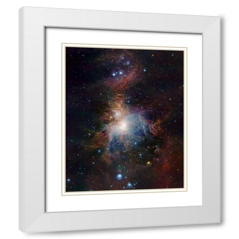 VISTAs infrared view of the Orion Nebula White Modern Wood Framed Art Print with Double Matting by Emerson, J.