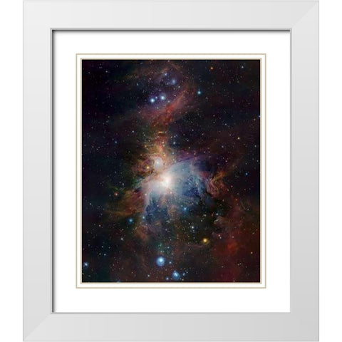 VISTAs infrared view of the Orion Nebula White Modern Wood Framed Art Print with Double Matting by Emerson, J.