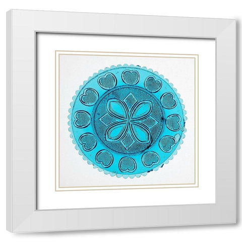 Blue Pressed Glass Plate White Modern Wood Framed Art Print with Double Matting by Glassmaker, Unknown 19th Century American