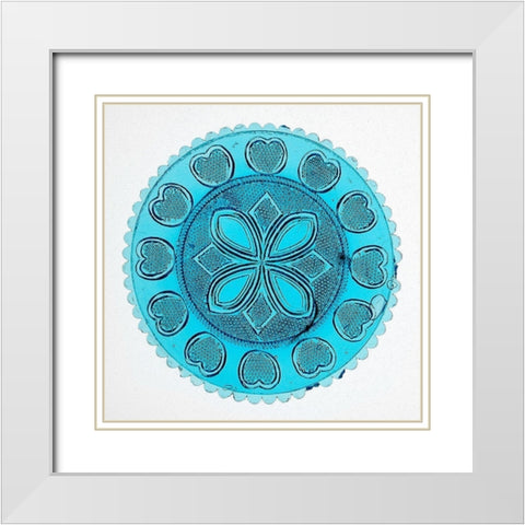 Blue Pressed Glass Plate White Modern Wood Framed Art Print with Double Matting by Glassmaker, Unknown 19th Century American