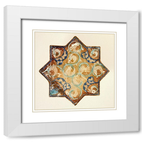 Star Tile with Animal Motifs White Modern Wood Framed Art Print with Double Matting by Artisan, Unknown 13th Century Persian
