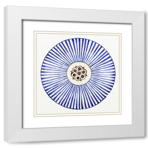 Blue Striped Bowl White Modern Wood Framed Art Print with Double Matting by Artisan, Unknown 13th Century Persian