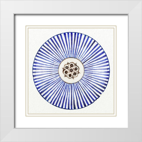 Blue Striped Bowl White Modern Wood Framed Art Print with Double Matting by Artisan, Unknown 13th Century Persian