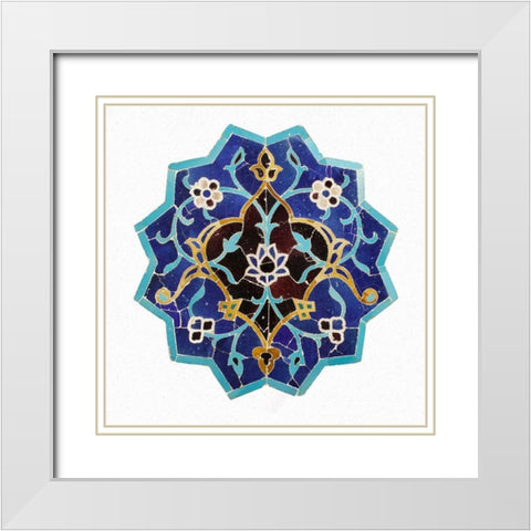 Mosaic Tile White Modern Wood Framed Art Print with Double Matting by Artisan, Unknown 15th Century Persian