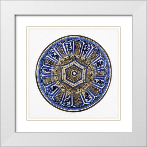 Blue and Black Painted Bowl White Modern Wood Framed Art Print with Double Matting by Artisan, Unknown 16th Century Persian