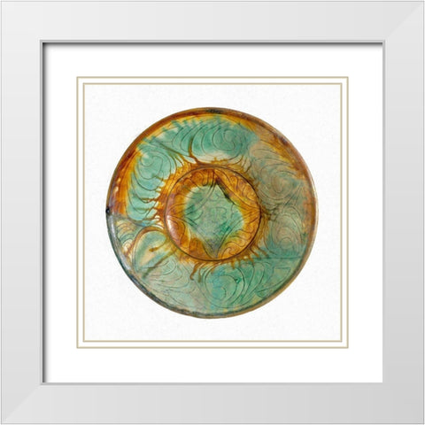 Green and Brown Bowl White Modern Wood Framed Art Print with Double Matting by Artisan, Unknown 10th Century Persian