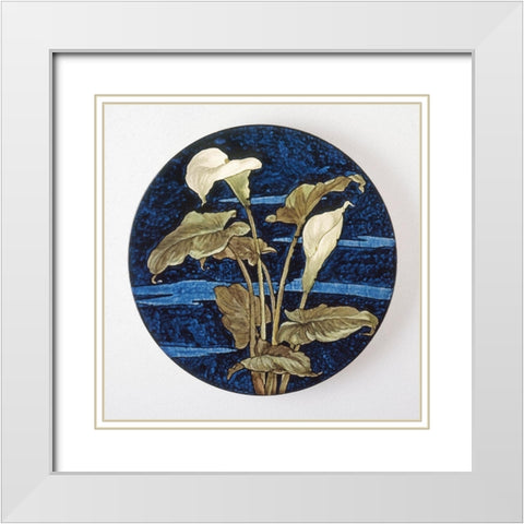 Charger - Calla Lily Pattern White Modern Wood Framed Art Print with Double Matting by Artisan, Unknown 19th Century American