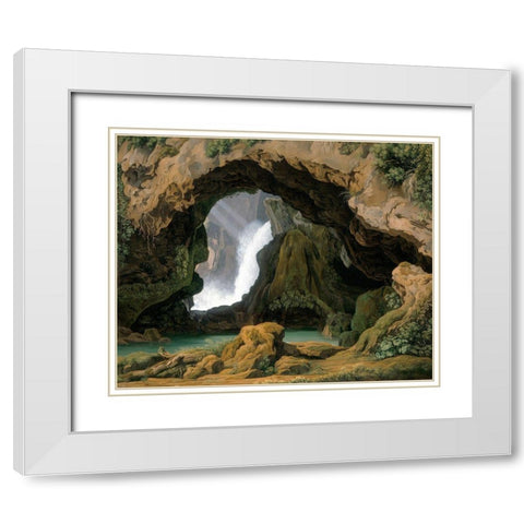 The Grotto of Neptune in Tivoli White Modern Wood Framed Art Print with Double Matting by Rohden, Johann Martin von