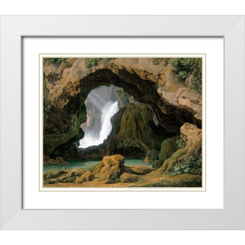 The Grotto of Neptune in Tivoli White Modern Wood Framed Art Print with Double Matting by Rohden, Johann Martin von