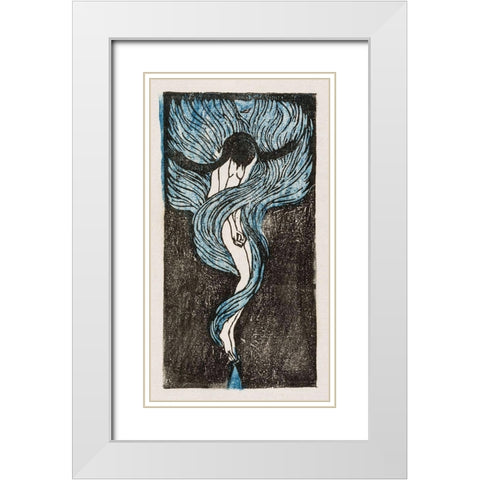 Meloncholy White Modern Wood Framed Art Print with Double Matting by Kiyokichi, Tanaka