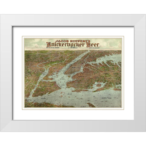 Panoramic view of New York City and vicinity, 1912 White Modern Wood Framed Art Print with Double Matting by Knickerbocker Beer,