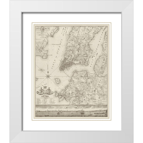 Plan of the City of New York, copied from the Ratzer Map. Surveyed in the Years 1766-1767. White Modern Wood Framed Art Print with Double Matting by New York Common Council,