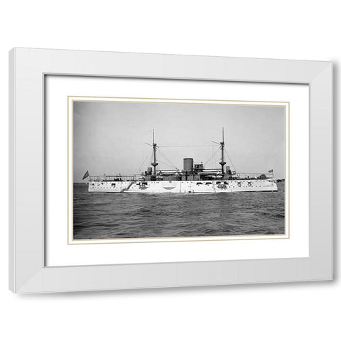 USS Texas, 1895 White Modern Wood Framed Art Print with Double Matting by Hart, Edward