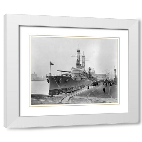 Battleship Texas in the Shipyard, ca. 1911 White Modern Wood Framed Art Print with Double Matting by Bain News Svc.