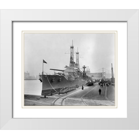 Battleship Texas in the Shipyard, ca. 1911 White Modern Wood Framed Art Print with Double Matting by Bain News Svc.