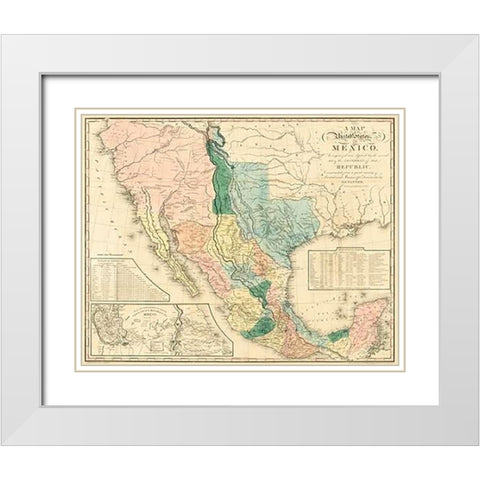 A map of the United States of Mexico : as organized and defined by the several acts of the Congress  White Modern Wood Framed Art Print with Double Matting by Tanner, Henry Schenck