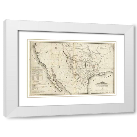 Map of Texas and the countries adjacent, 1844 White Modern Wood Framed Art Print with Double Matting by H. Emory, William H., Emory, William