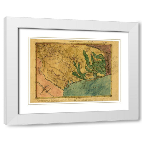 Mapa topografico de la provincia de Texas, ca 1822 White Modern Wood Framed Art Print with Double Matting by Austin, Stephen F.