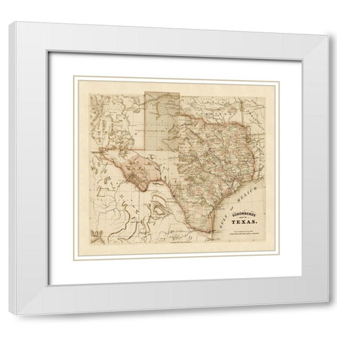 Schonbergs map of Texas, 1866 White Modern Wood Framed Art Print with Double Matting by Schonberg and Co.,