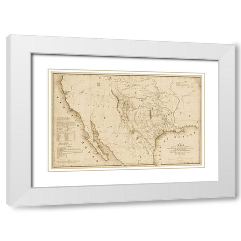 Map of Texas and the countries adjacent, 1844 - Decorative Sepia White Modern Wood Framed Art Print with Double Matting by H. Emory, William H., Emory, William