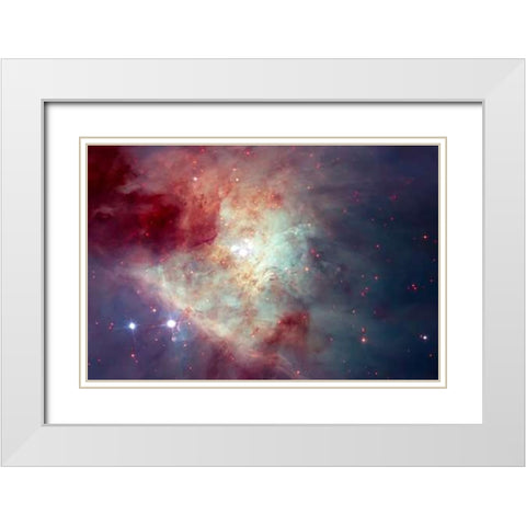 View of the Orion Nebula White Modern Wood Framed Art Print with Double Matting by Hubble Space Telescope