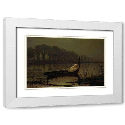 The Lady of Shalott White Modern Wood Framed Art Print with Double Matting by Grimshaw, John Atkinson