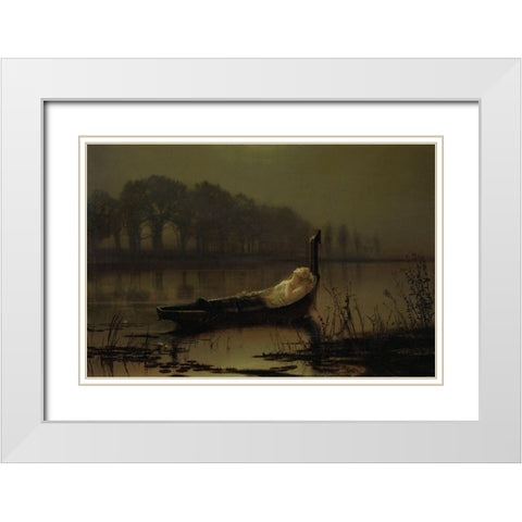The Lady of Shalott White Modern Wood Framed Art Print with Double Matting by Grimshaw, John Atkinson