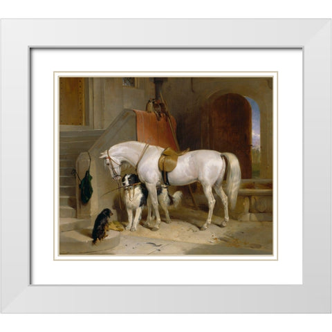 Favourites White Modern Wood Framed Art Print with Double Matting by Landseer, Sir Edwin Henry