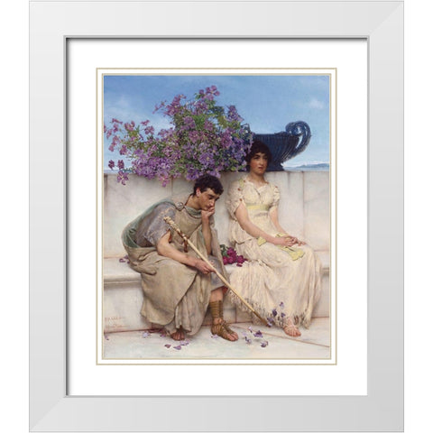 An Eloquent Silence White Modern Wood Framed Art Print with Double Matting by Alma-Tadema, Sir Lawrence