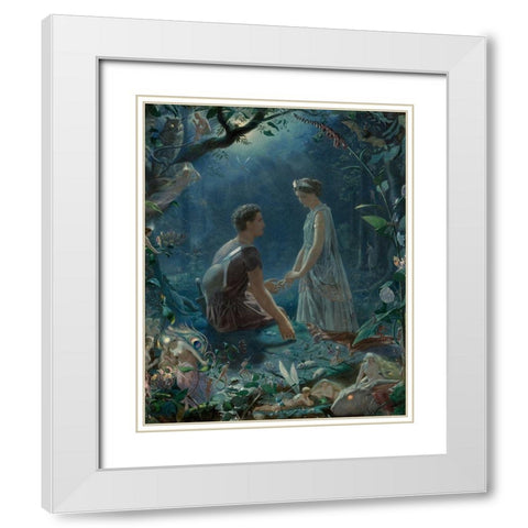 A Midsummer Nights Dream - Hermia and Lysander White Modern Wood Framed Art Print with Double Matting by Simmons, John