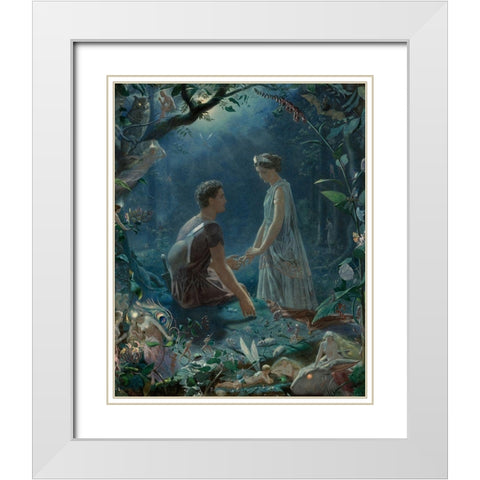 A Midsummer Nights Dream - Hermia and Lysander White Modern Wood Framed Art Print with Double Matting by Simmons, John