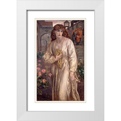 Salutation of Beatrice, 1882 White Modern Wood Framed Art Print with Double Matting by Rossetti, Dante Gabriel