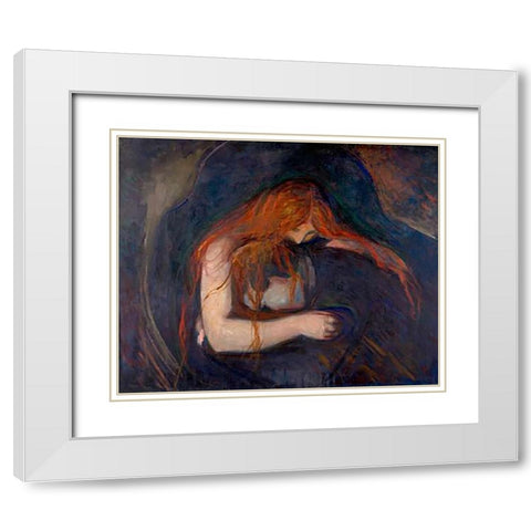 Vampire, 1895 White Modern Wood Framed Art Print with Double Matting by Munch, Edvard