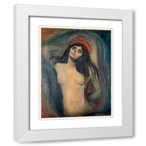 Madonna, 1894 White Modern Wood Framed Art Print with Double Matting by Munch, Edvard