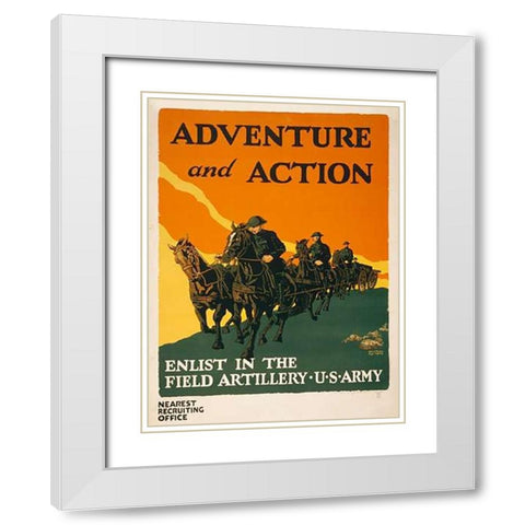 Enlist in the Field Artillery, U.S. Army, 1919 White Modern Wood Framed Art Print with Double Matting by Mueller, Harry