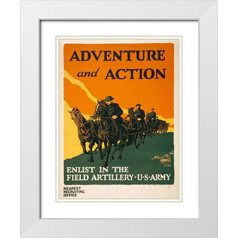 Enlist in the Field Artillery, U.S. Army, 1919 White Modern Wood Framed Art Print with Double Matting by Mueller, Harry