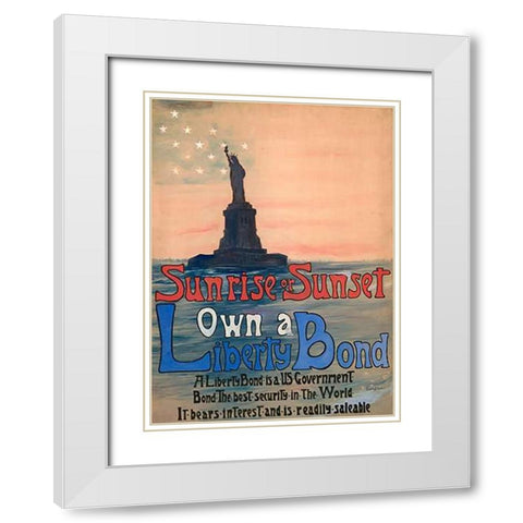Sunrise or Sunset, Own a Liberty Bond, 1917 White Modern Wood Framed Art Print with Double Matting by DeLand, Eugenie