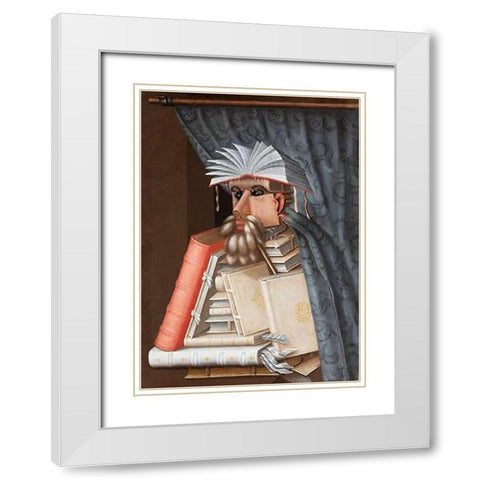 The Librarian White Modern Wood Framed Art Print with Double Matting by Arcimboldo, Giuseppe