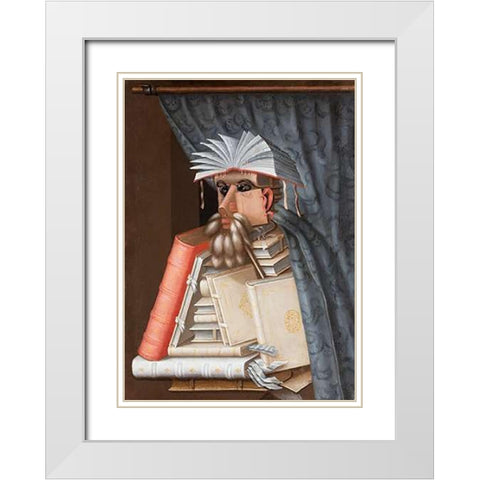 The Librarian White Modern Wood Framed Art Print with Double Matting by Arcimboldo, Giuseppe