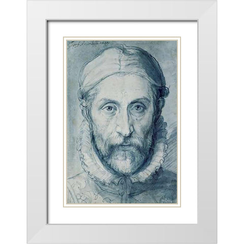 Self Portrait White Modern Wood Framed Art Print with Double Matting by Arcimboldo, Giuseppe