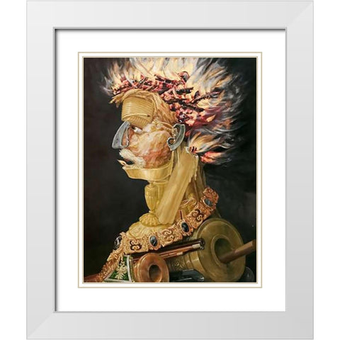 Fire White Modern Wood Framed Art Print with Double Matting by Arcimboldo, Giuseppe